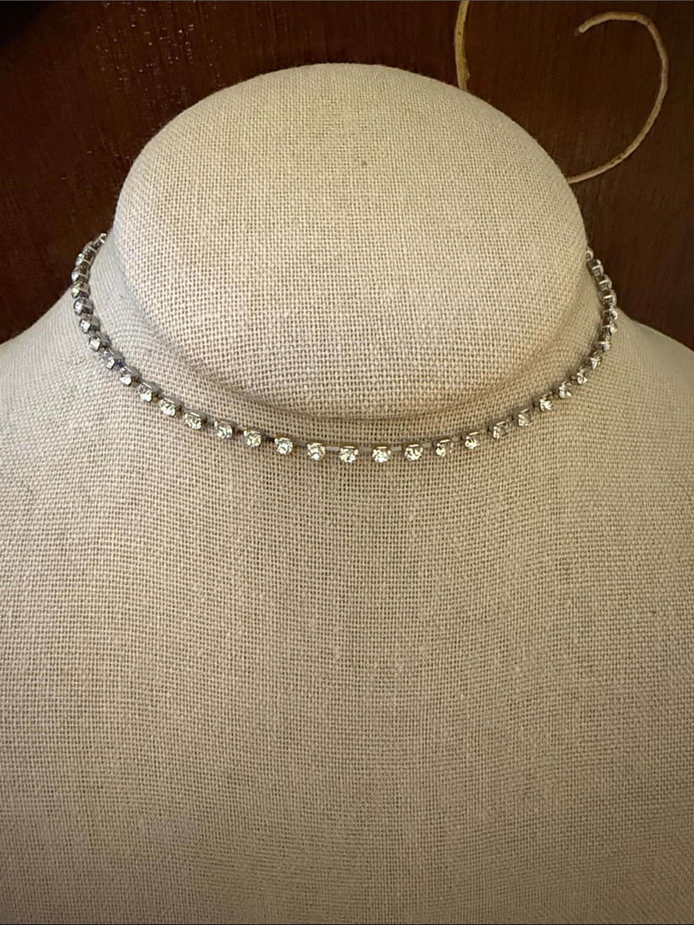 Silver Rhinestone Tennis Choker Necklace - Elegant Women's Jewelry